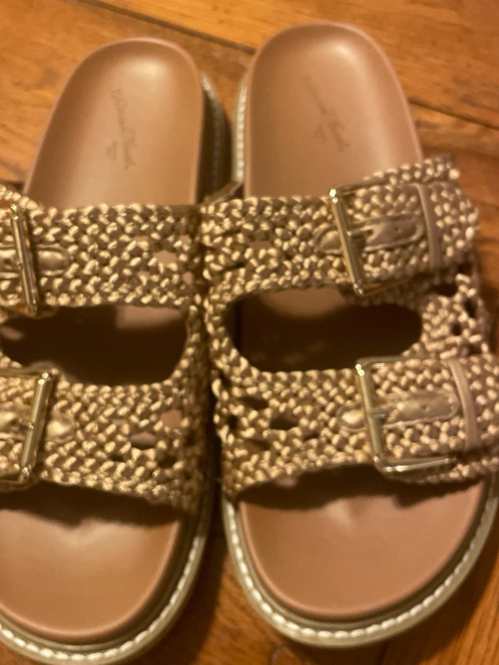 Universal Thread Braided Double-Buckle Slide Sandals in Brown